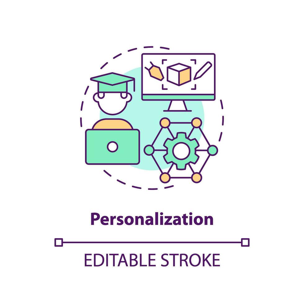 2D multicolor icon representing personalization in AI, isolated vector illustration, innovation in education.