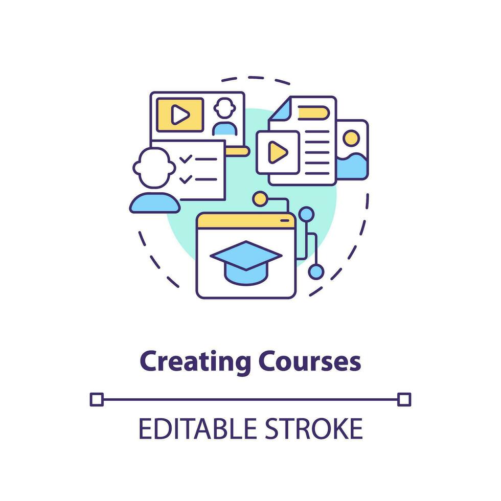 2D multicolor icon representing creating courses, isolated vector illustration of innovation in education.