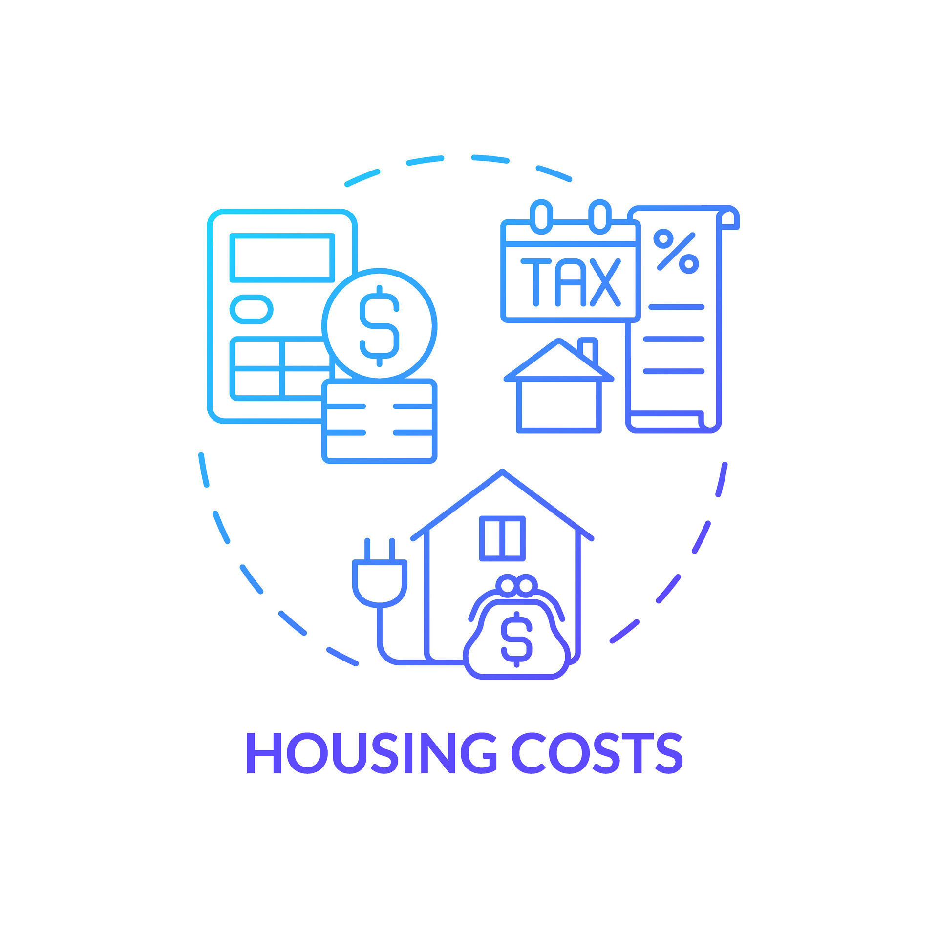 Housing costs blue gradient concept icon. Mortgage payment. Property