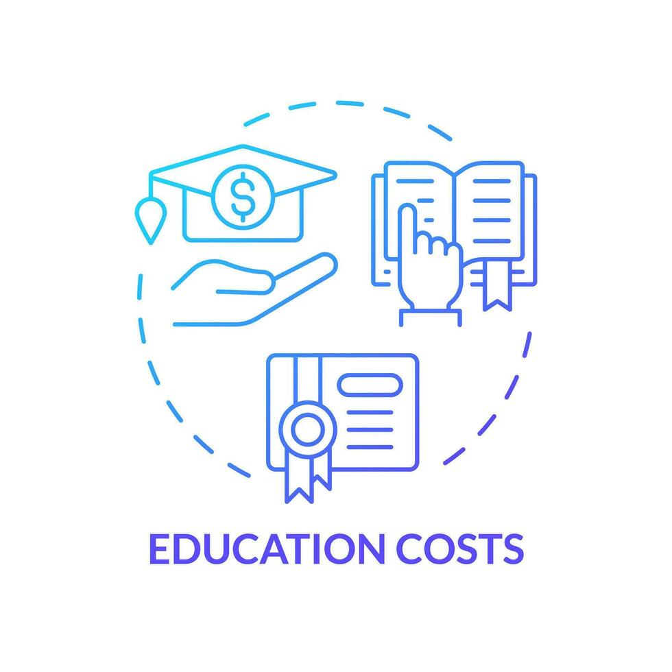 Education costs blue gradient concept icon. Student loan. Financial aid. Personal finance. Cost of living. Tuition fee abstract idea thin line illustration. Isolated outline drawing vector