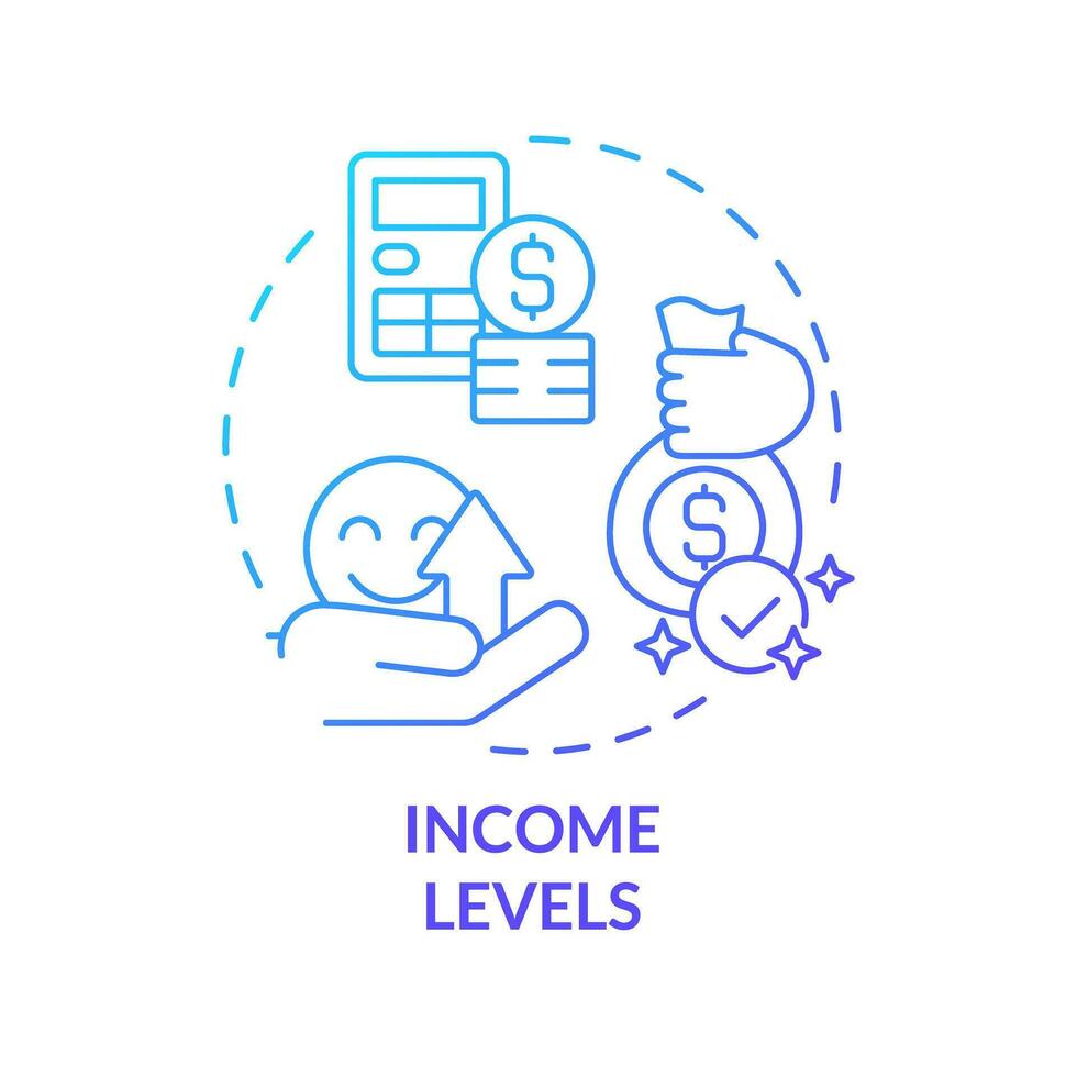 Income levels blue gradient concept icon. Earnings growth. Pay scale. Standard of living. Well being. Financial wellness abstract idea thin line illustration. Isolated outline drawing vector