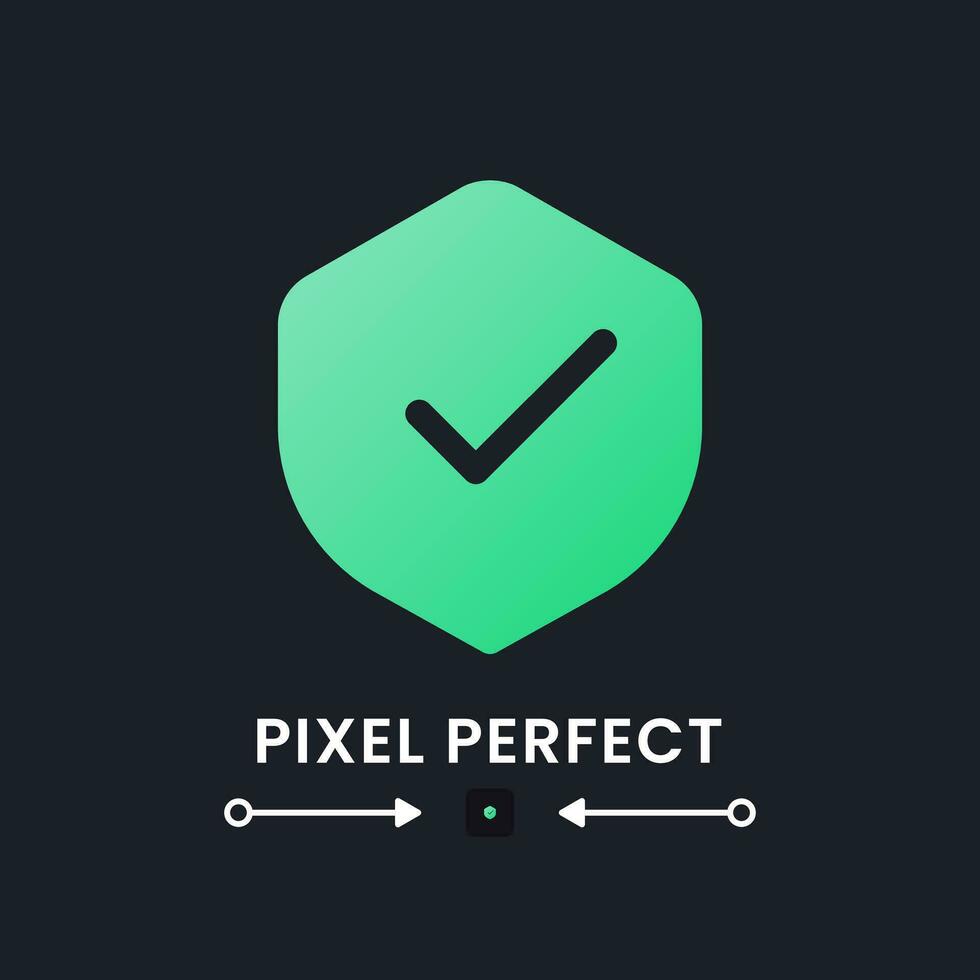 Antivirus green solid gradient desktop icon on black. Computer security check. Successful malware removal. Pixel perfect 128x128, outline 4px. Glyph pictogram for dark mode. Isolated vector image