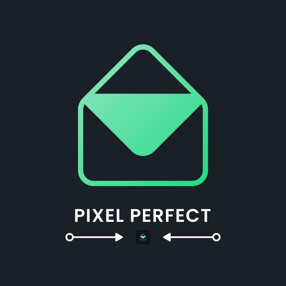 Email green solid gradient desktop icon on black. Message receiving. Online communication. Digital service. Pixel perfect 128x128, outline 4px. Glyph pictogram for dark mode. Isolated vector image