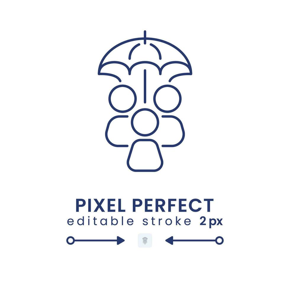 Safety linear desktop icon. Social security. Public assistance program. Medical insurance. Pixel perfect, outline 2px. GUI, UX design. Isolated user interface element for website. Editable stroke vector