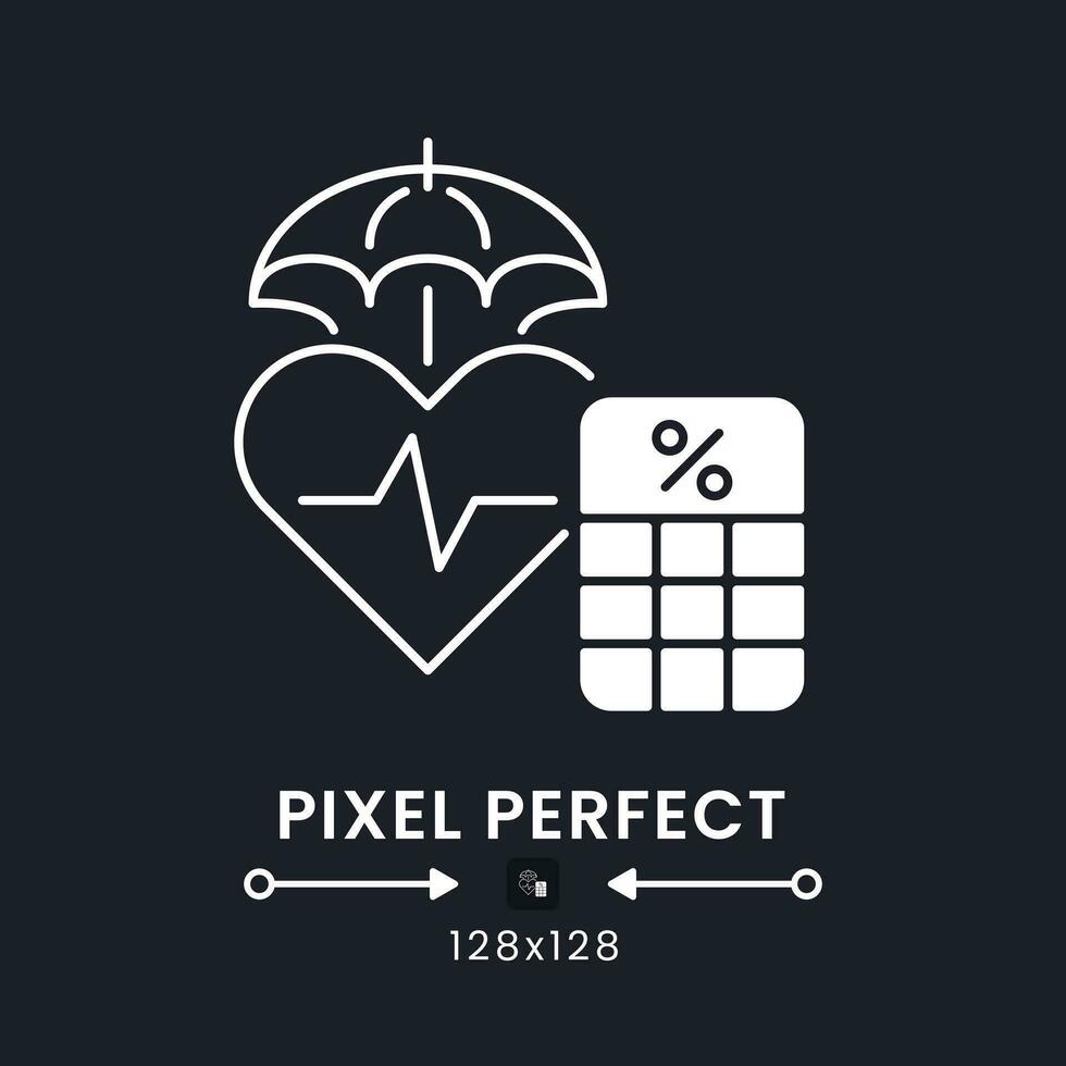 Medicare Tax white solid desktop icon. Public health insurance. Healthcare contributions. Pixel perfect 128x128, outline 2px. Silhouette symbol for dark mode. Glyph pictogram. Vector isolated image