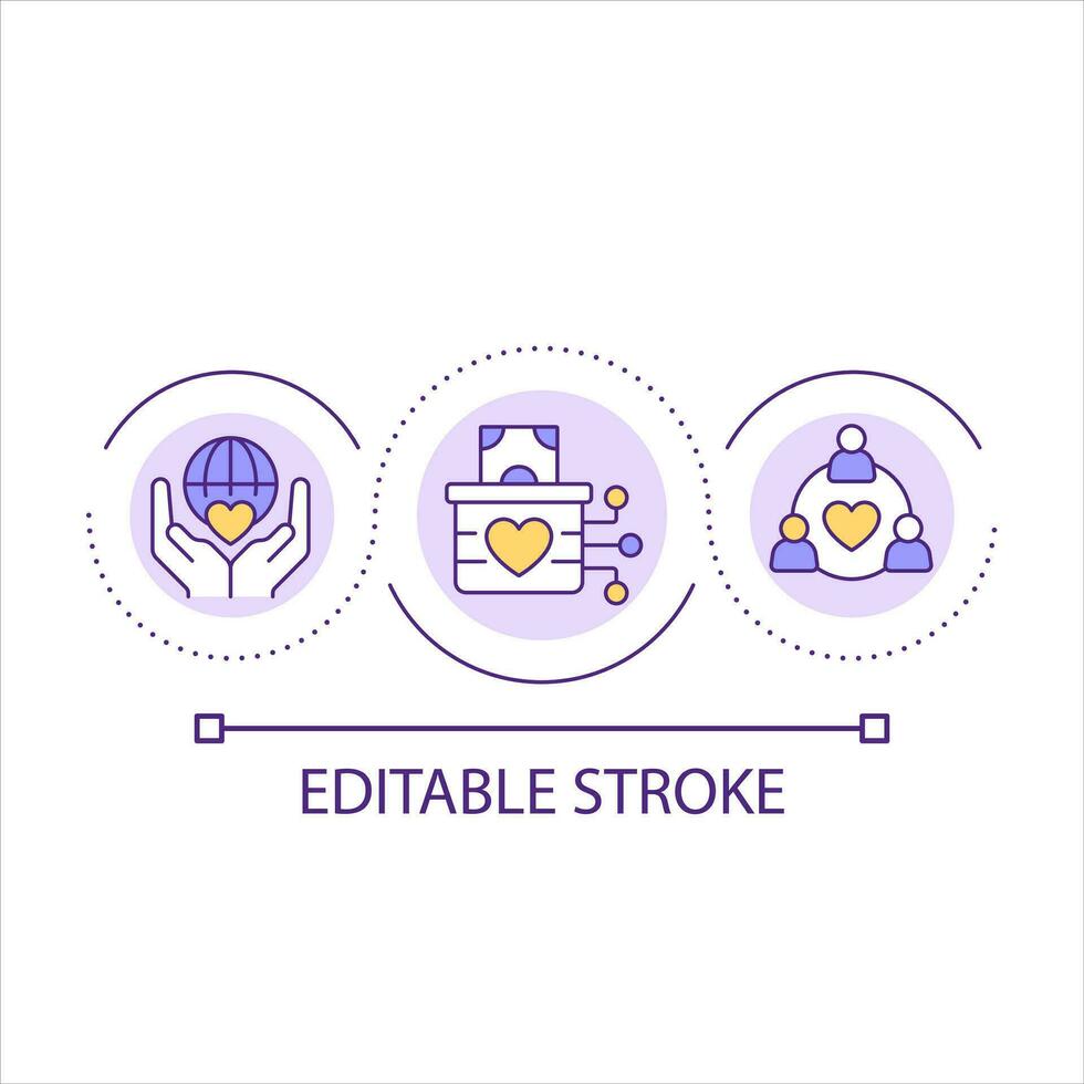 Donation on internet loop concept icon. Financial fund for charity purposes. Voluntary abstract idea thin line illustration. Isolated outline drawing. Editable stroke vector