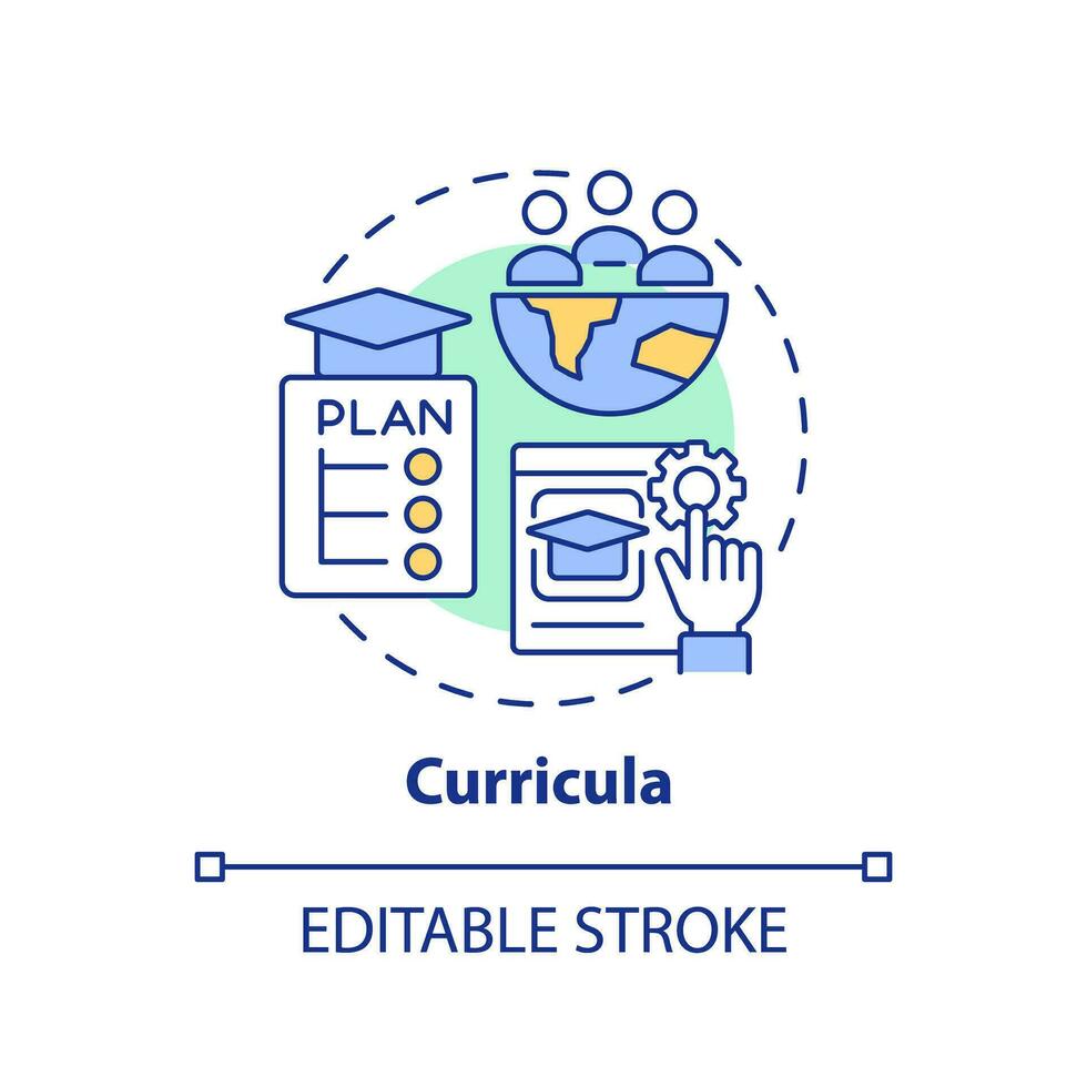 Curricula concept icon. Education for sustainable development. Classroom strategy abstract idea thin line illustration. Isolated outline drawing. Editable stroke vector