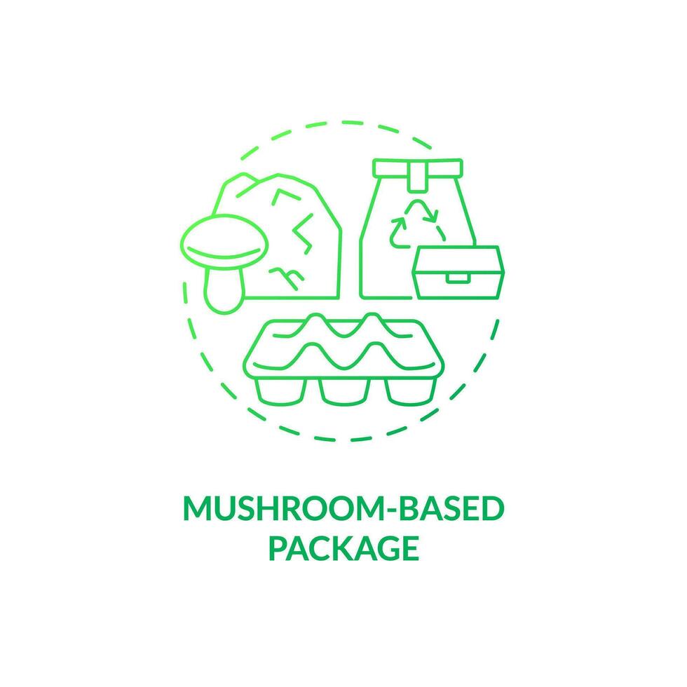 Mushroom based package green gradient concept icon. Plastic replacement. Agricultural waste. Mycofoam idea thin line illustration. Isolated outline drawing vector