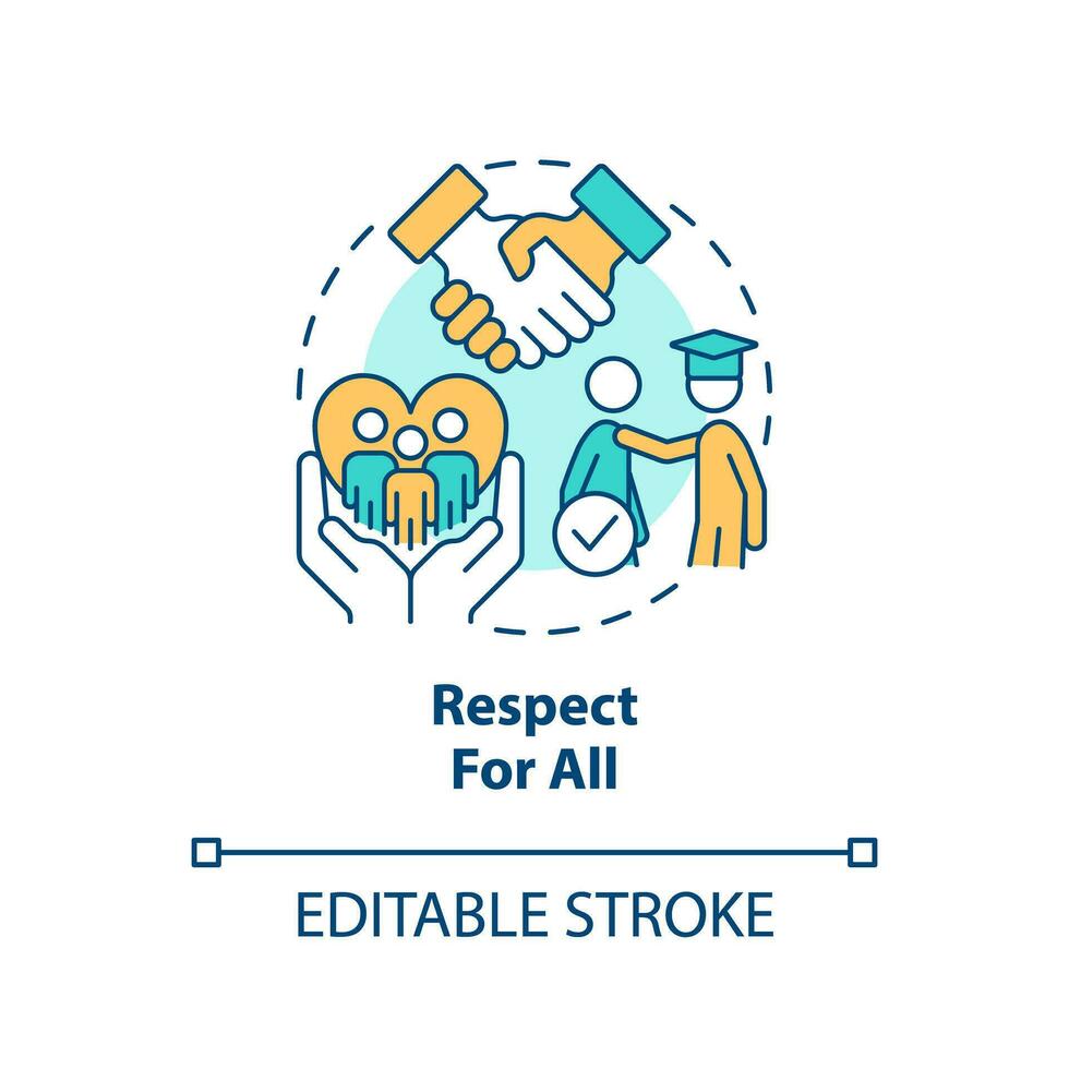 Respect for all concept icon. Understanding diversity. Global citizenship. GCED goal abstract idea thin line illustration. Isolated outline drawing. Editable stroke vector