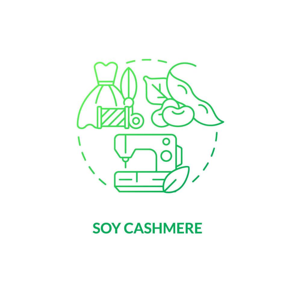 Soy cashmere green gradient concept icon. Vegan friendly. Sustainable textile. Biodegradable product. Soybean fabric idea thin line illustration. Isolated outline drawing vector