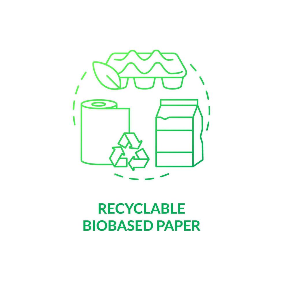 Recyclable biobased paper green gradient concept icon. Alternative raw materials. Sustainable packaging idea thin line illustration. Isolated outline drawing vector