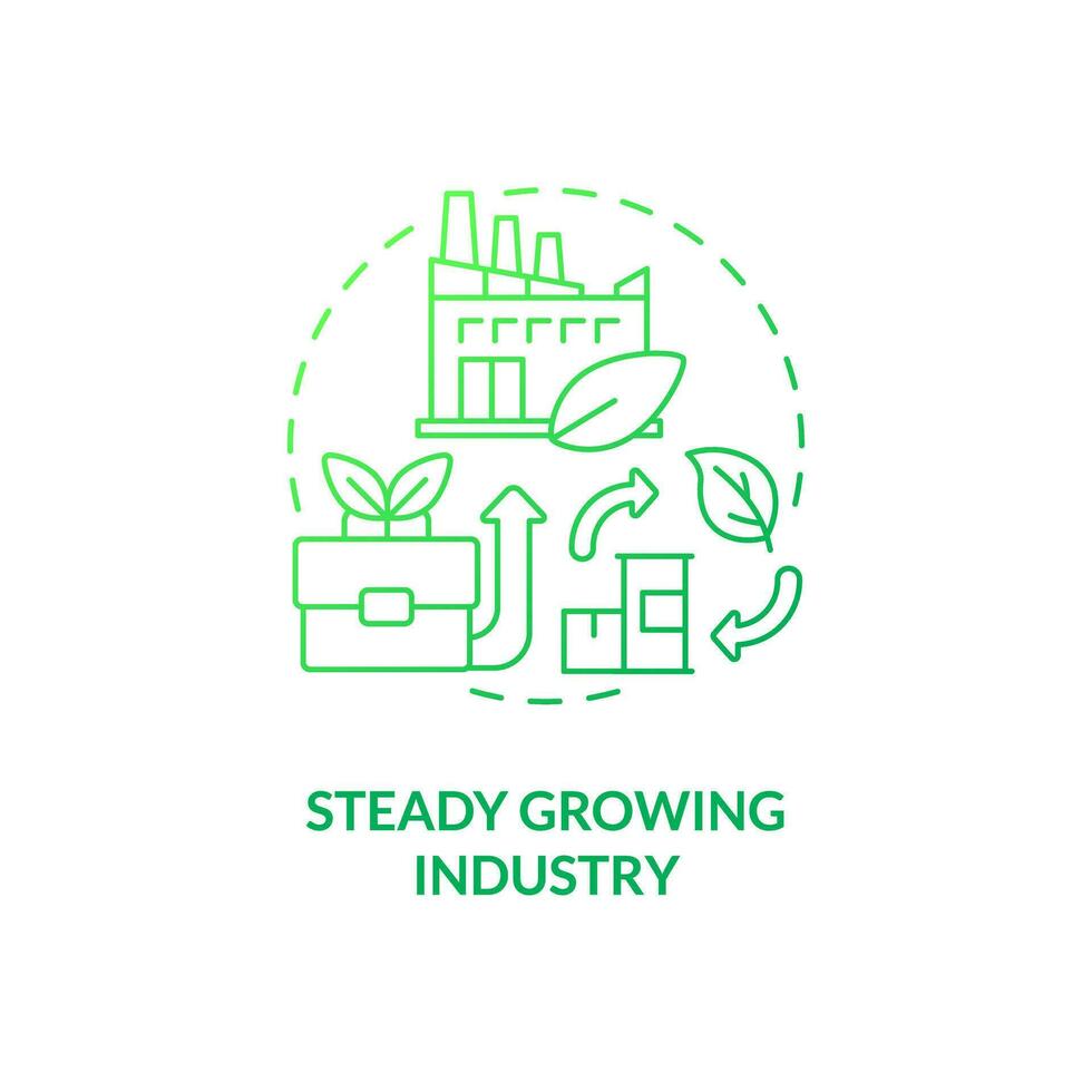Steady growing industry green gradient concept icon. Bio based