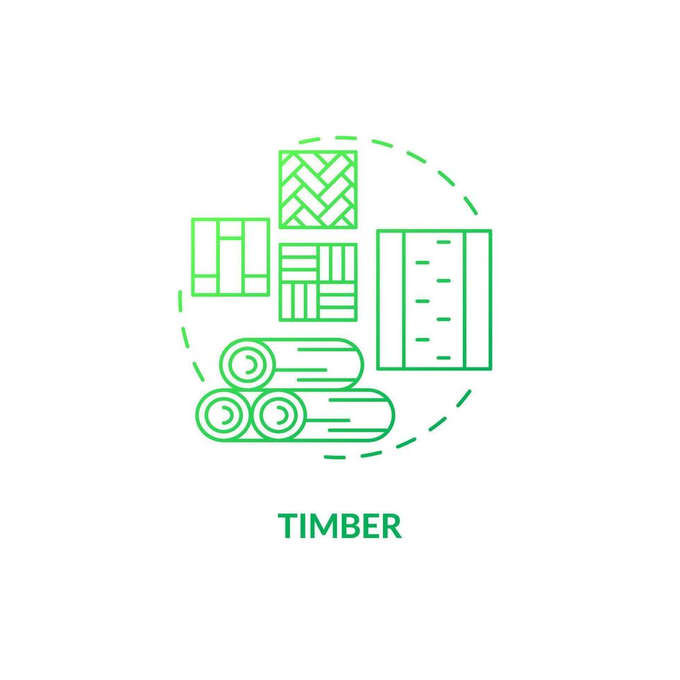 Timber green gradient concept icon. Bio based building. Eco efficient construction. Climate neutral. Lumber abstract idea thin line illustration. Isolated outline drawing vector