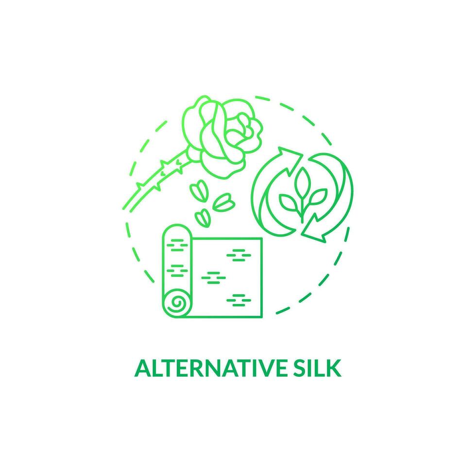 Alternative silk green gradient concept icon. Cruelty free. Non violent production. Biodegradable fabric idea thin line illustration. Isolated outline drawing vector