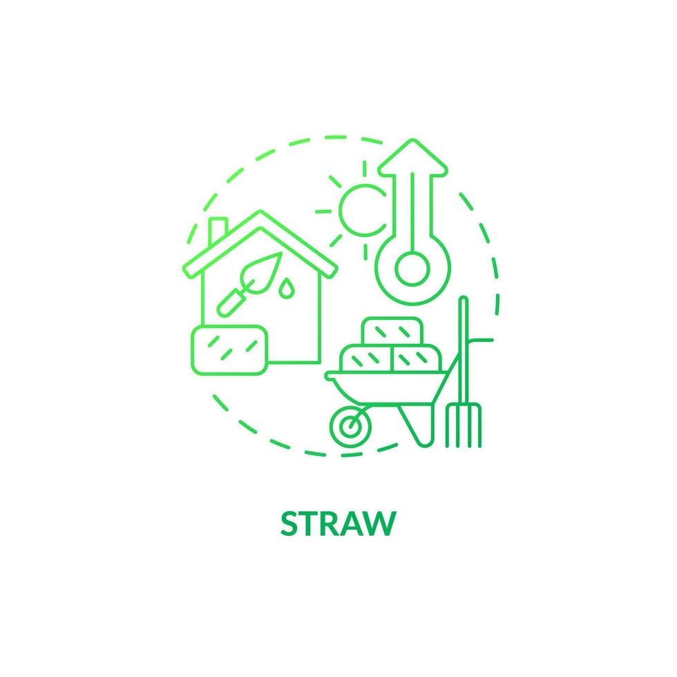 Straw green gradient concept icon. Recyclable material. Compressed blocks. Eco friendly. Natural building idea thin line illustration. Isolated outline drawing vector