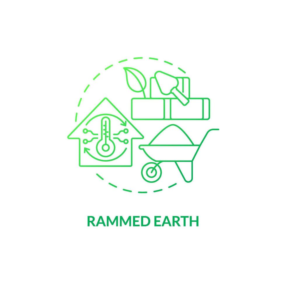 Rammed earth green gradient concept icon. Sustainable building material. Eco efficient construction idea thin line illustration. Isolated outline drawing vector