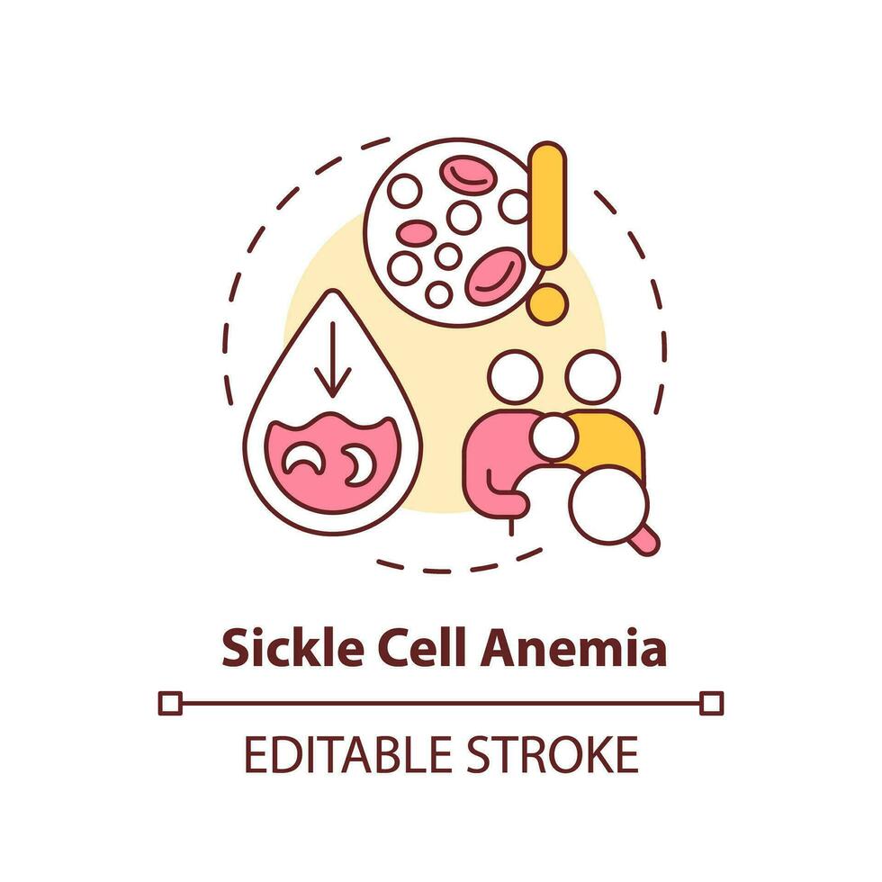 Sickle cell anemia concept icon. Blood disorder. Hereditary disease abstract idea thin line illustration. Isolated outline drawing. Editable stroke vector