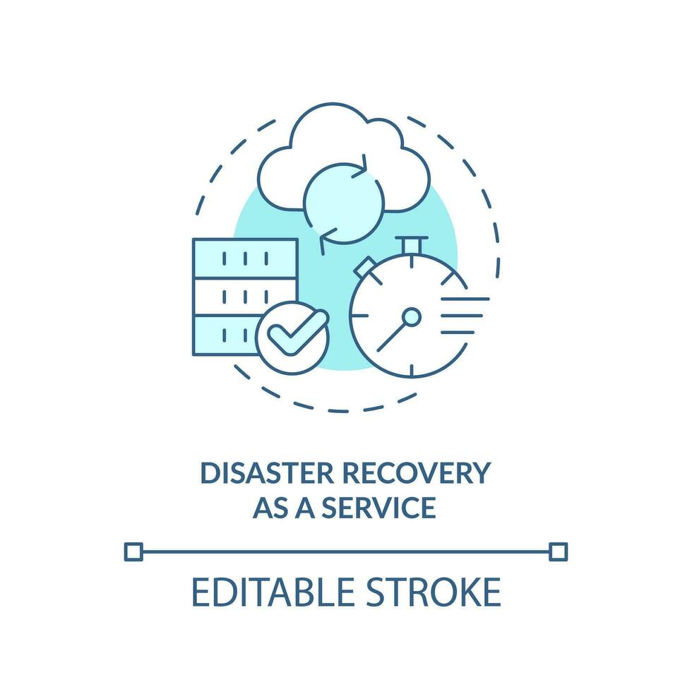 Disaster recovery as a service blue concept icon. Type of disaster recovery abstract idea thin line illustration. Isolated outline drawing. Editable stroke vector