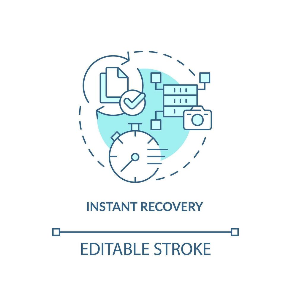 Instant recovery blue concept icon. Quick restoration. Type of disaster recovery abstract idea thin line illustration. Isolated outline drawing. Editable stroke vector