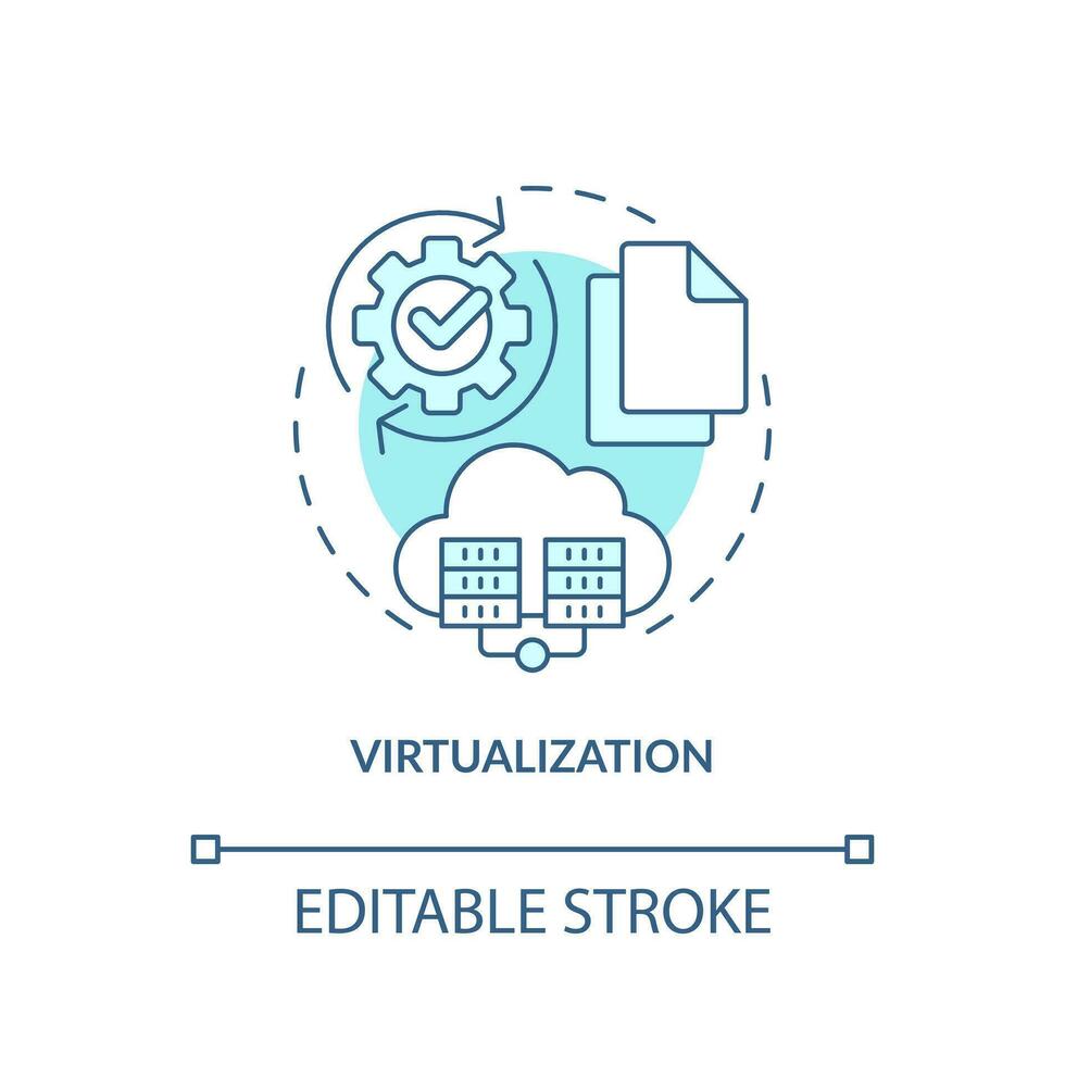 Virtualization blue concept icon. Virtual environment. Type of disaster recovery abstract idea thin line illustration. Isolated outline drawing. Editable stroke vector