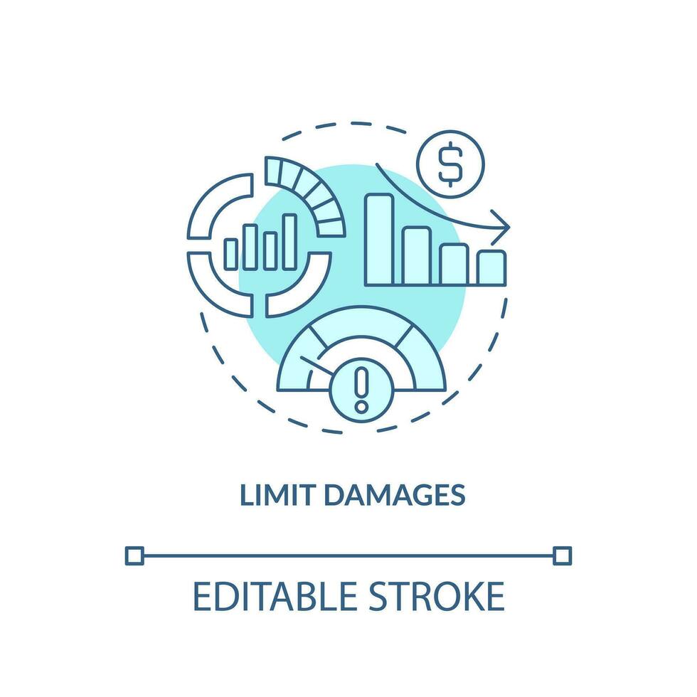 Limit damages blue concept icon. Analytics. Disaster recovery plan benefit abstract idea thin line illustration. Isolated outline drawing. Editable stroke vector