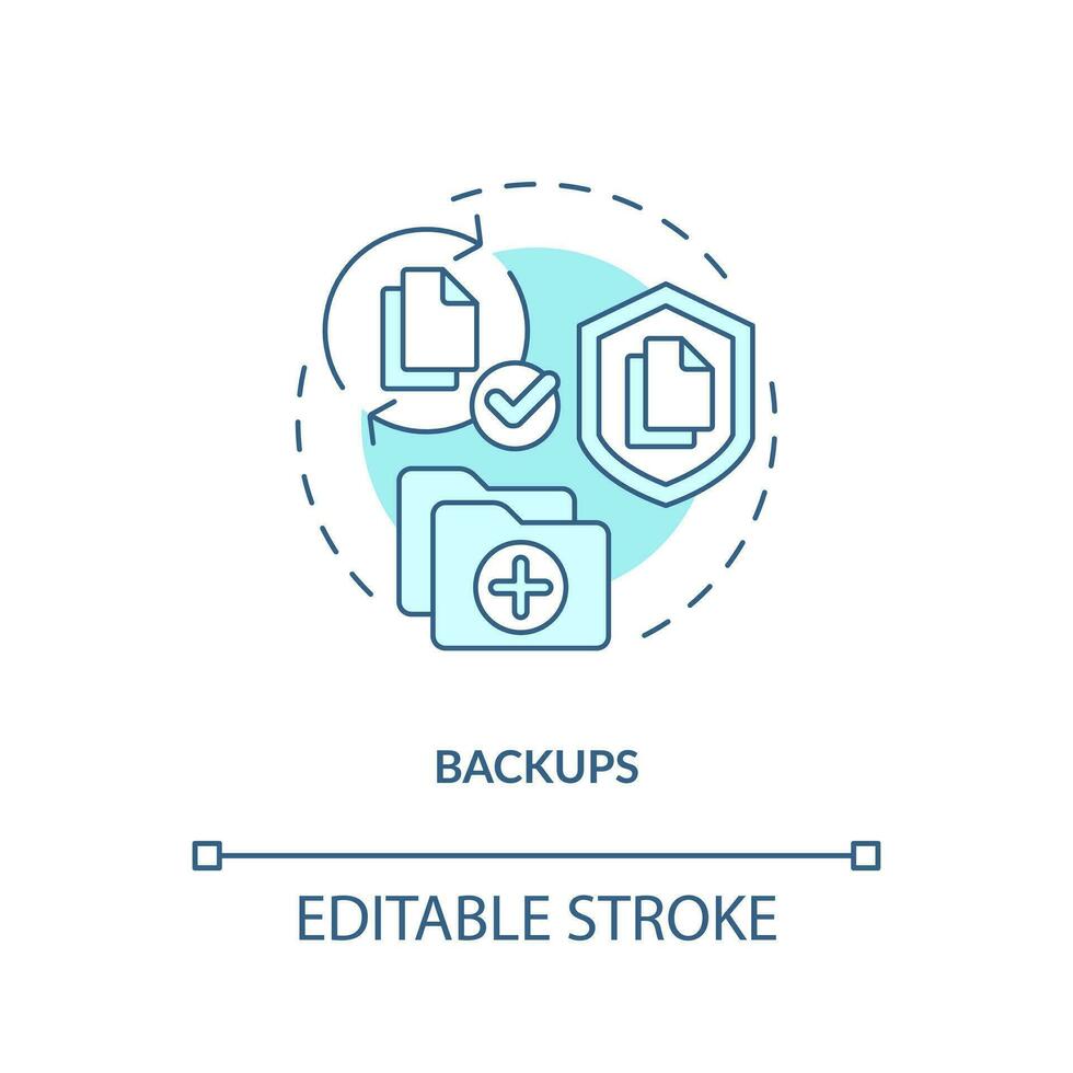 Backups blue concept icon. Data copy. Save information. Effective recovery plan abstract idea thin line illustration. Isolated outline drawing. Editable stroke vector