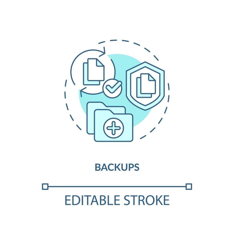 copias de seguridad azul concepto icono. datos Copiar. salvar información. eficaz recuperación plan resumen idea Delgado línea ilustración. aislado contorno dibujo. editable carrera vector