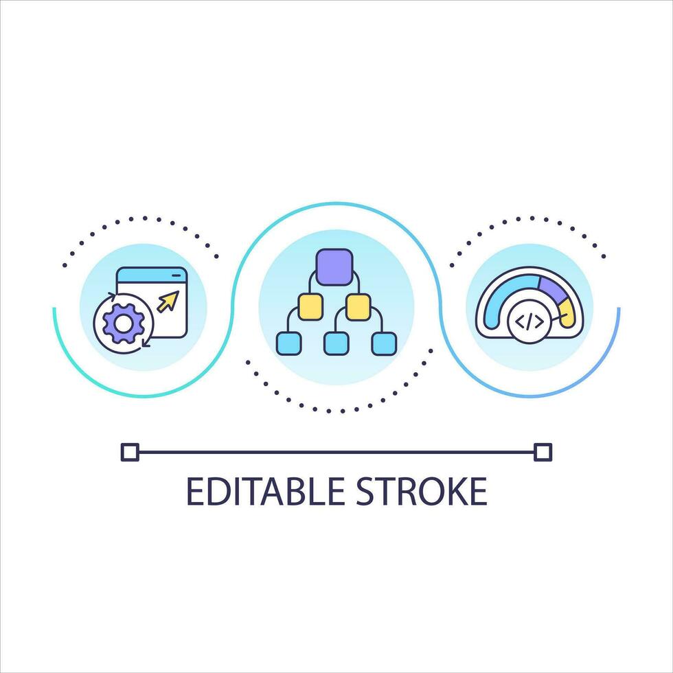 Source control system loop concept icon. Programming process. Software management tools abstract idea thin line illustration. Isolated outline drawing. Editable stroke vector