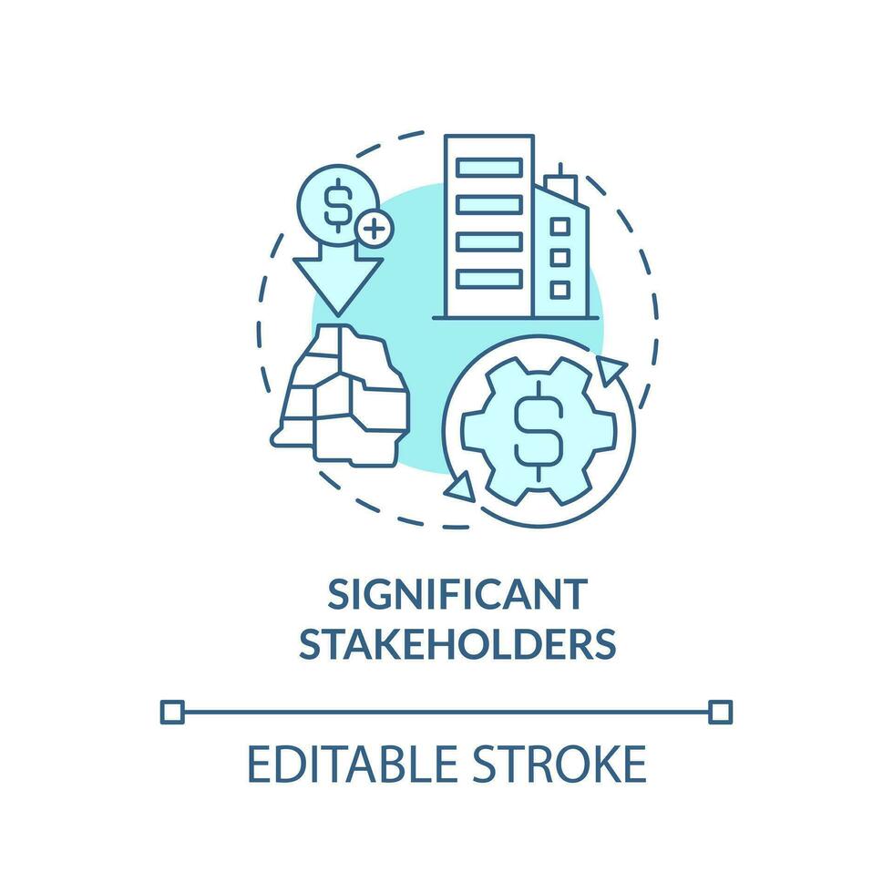 Significant stakeholders turquoise concept icon. Development. Private sector role abstract idea thin line illustration. Isolated outline drawing. Editable stroke vector