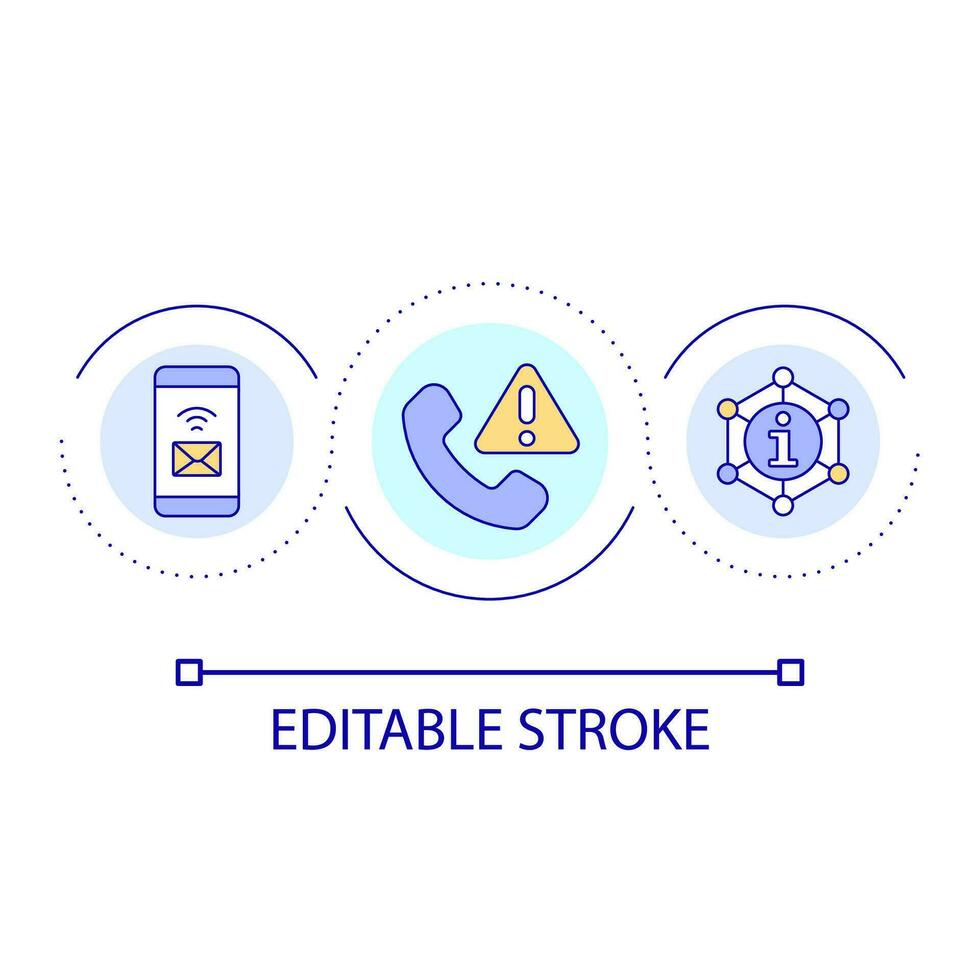 Mobile network issues loop concept icon. Prefer messages to calls. Communication system abstract idea thin line illustration. Isolated outline drawing. Editable stroke vector