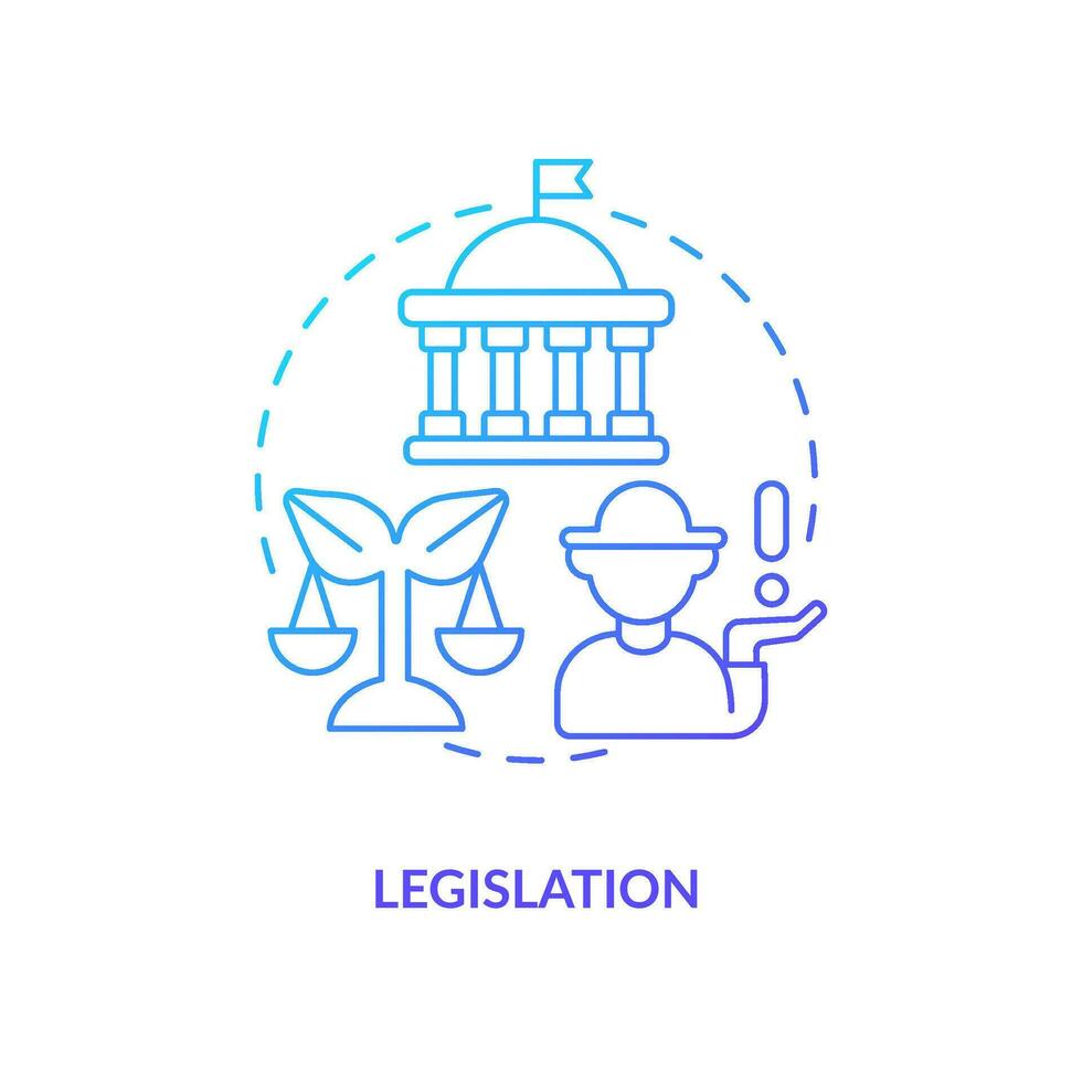 Farming legislation blue gradient concept icon. Agriculture laws regulation. Farm business justice abstract idea thin line illustration. Isolated outline drawing vector