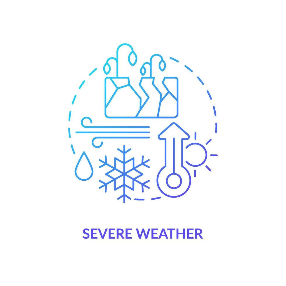 Severe weather effects blue gradient concept icon. Agriculture challenge. Harvest protection. Crops safety abstract idea thin line illustration. Isolated outline drawing vector