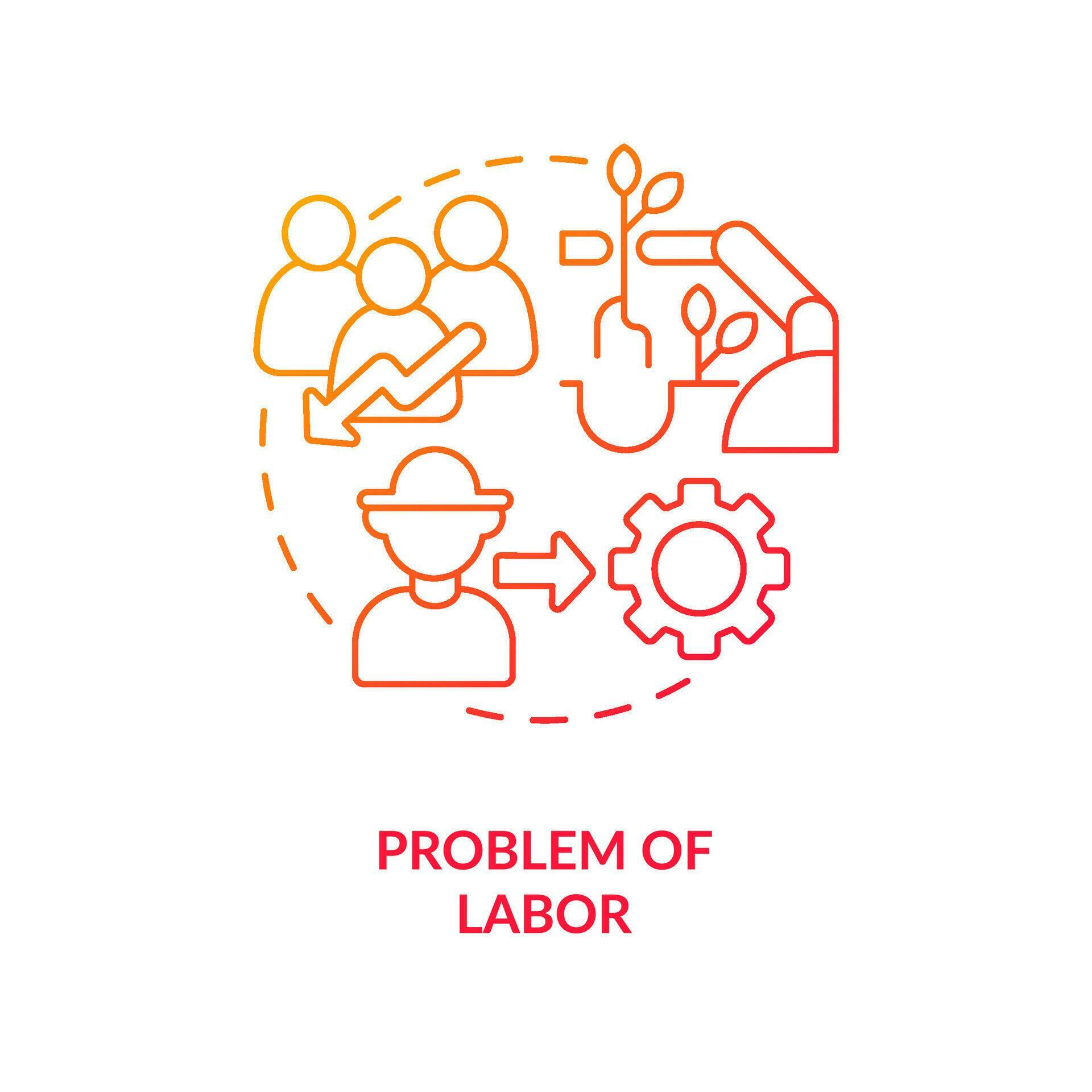 Issues of labor red gradient concept icon. Farming mechanization ...