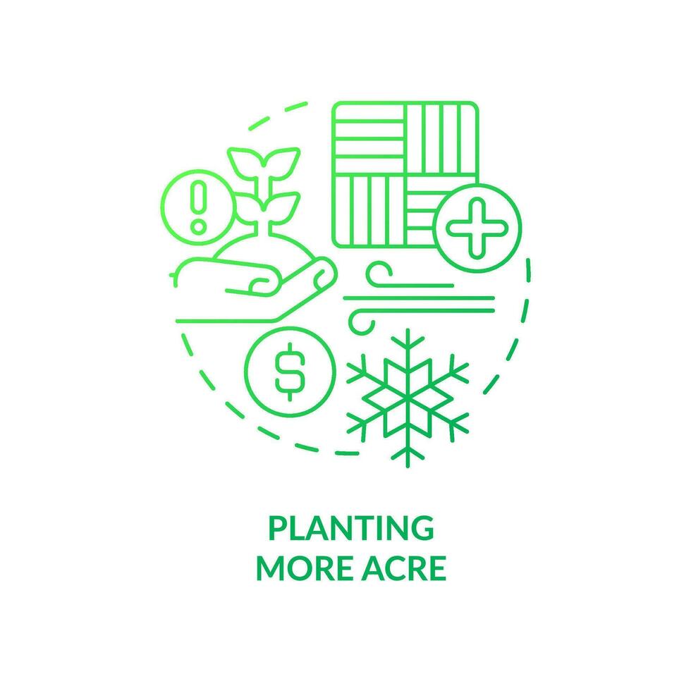 Planting more acres green gradient concept icon. Arable lands growth. Increase cultivated areas. Farmlands abstract idea thin line illustration. Isolated outline drawing vector