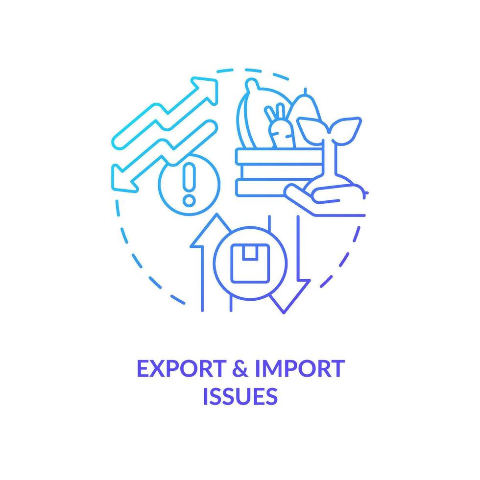 Agro export and import issues blue gradient concept icon. International trade problem. Food delivery issues abstract idea thin line illustration. Isolated outline drawing vector