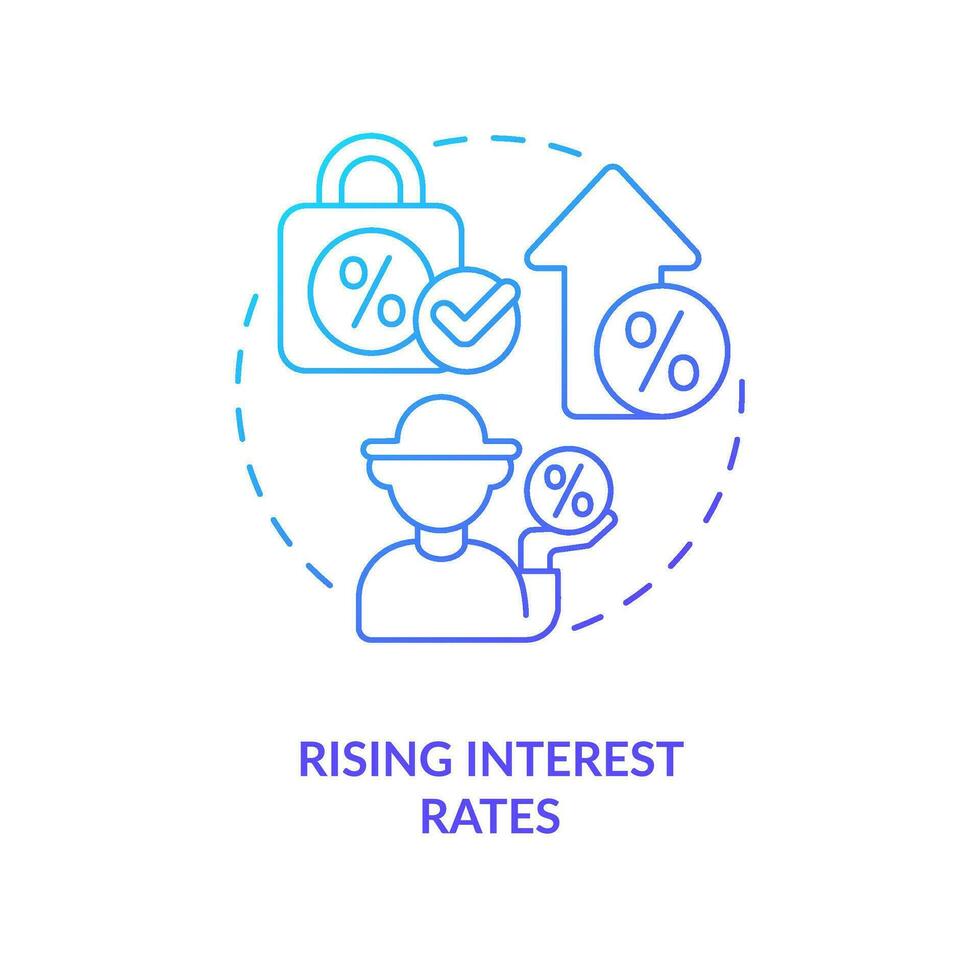 Rising interest rates for farmers blue gradient concept icon. Farm lending. Business financial support abstract idea thin line illustration. Isolated outline drawing vector