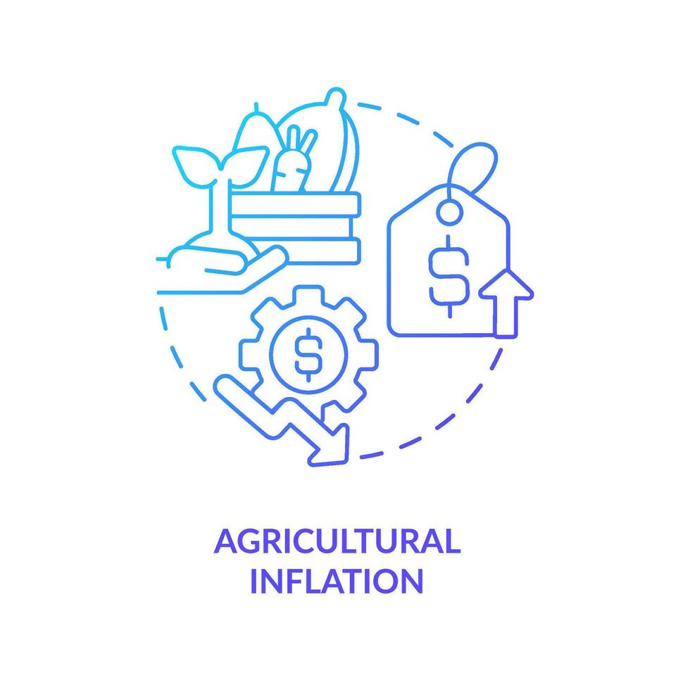 Agricultural inflation blue gradient concept icon. Increasing food prices. Grow farm product costs abstract idea thin line illustration. Isolated outline drawing vector