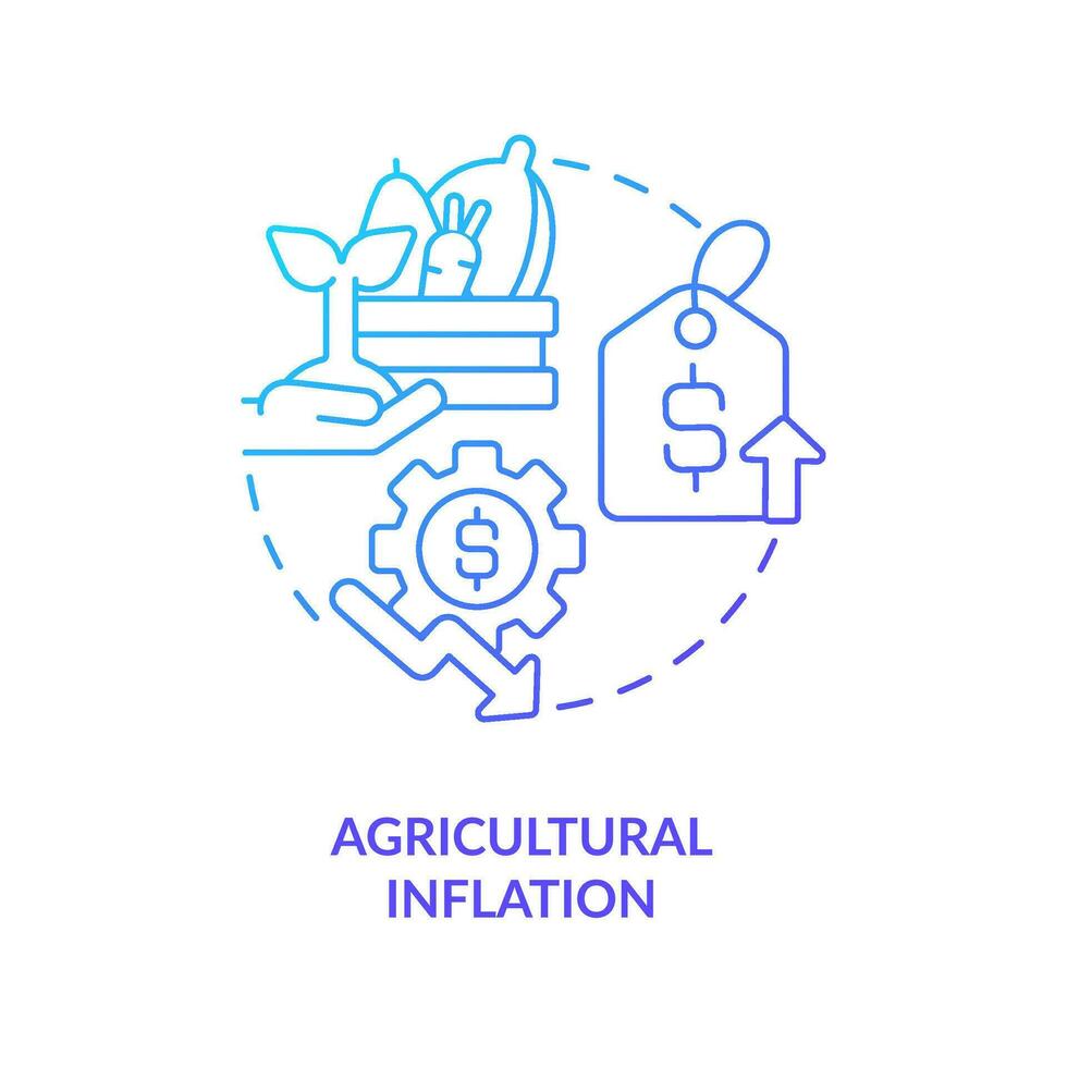 agrícola inflación azul degradado concepto icono. creciente comida precios. crecer granja producto costos resumen idea Delgado línea ilustración. aislado contorno dibujo vector