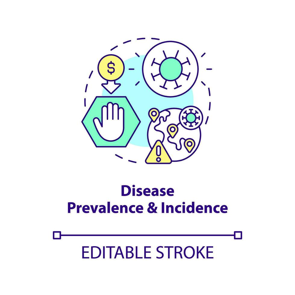 Changes in disease prevalence and incidence concept icon. Costly healthcare reason abstract idea thin line illustration. Isolated outline drawing. Editable stroke vector