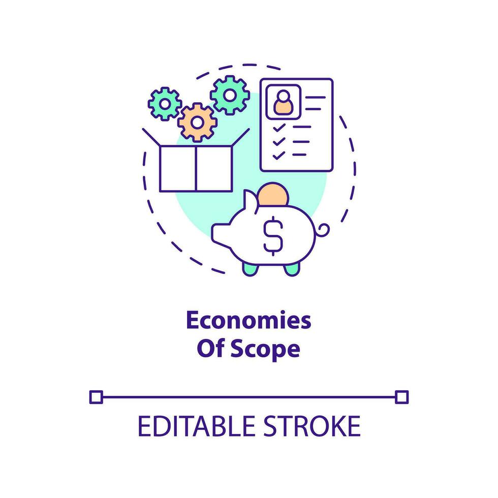 Economies of scope concept icon. Competitive advantage in healthcare. Cost saving abstract idea thin line illustration. Isolated outline drawing. Editable stroke vector