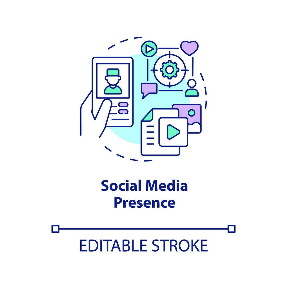Social media presence concept icon. Medical industry. Digital marketing in medicine abstract idea thin line illustration. Isolated outline drawing. Editable stroke vector