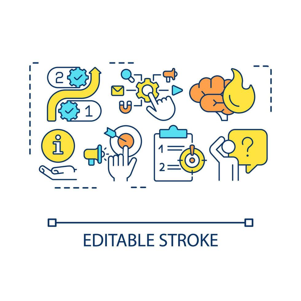 Building strategy concept icon. Brainstorming. Analytical process. Adjust business plan. Solve problem abstract idea thin line illustration. Isolated outline drawing. Editable stroke vector