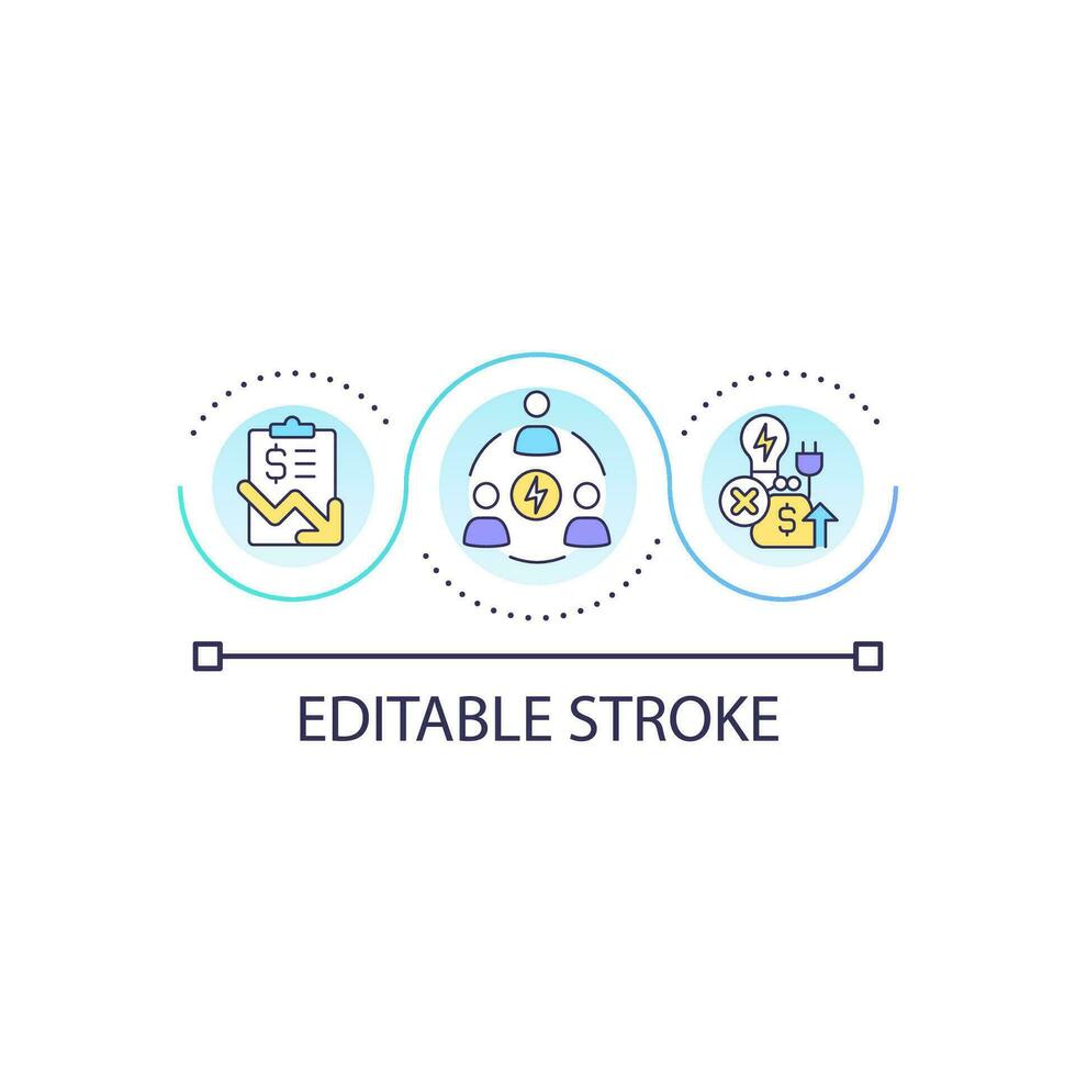 Democratizing hydrogen energy loop concept icon. Clean economy. Alternative power availability abstract idea thin line illustration. Isolated outline drawing. Editable stroke vector