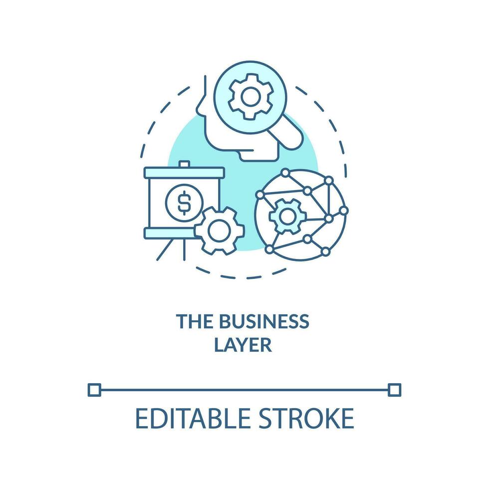 Business transformation turquoise concept icon. IoT technology. Systems integration abstract idea thin line illustration. Isolated outline drawing. Editable stroke vector