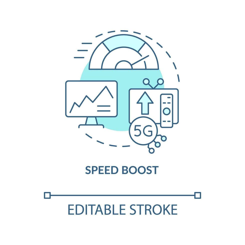 mejorar conexión velocidad turquesa concepto icono. involucrar iot tecnologías resumen idea Delgado línea ilustración. aislado contorno dibujo. editable carrera vector