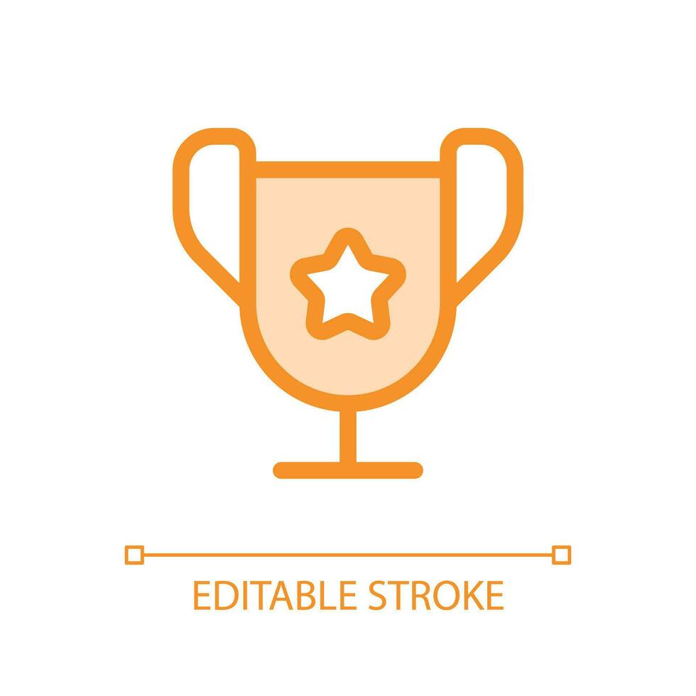 Trophy cup pixel perfect glassmorphism ui icon. Outstanding student award. Color filled line element with transparency. Vector pictogram in glass morphism style. Editable stroke