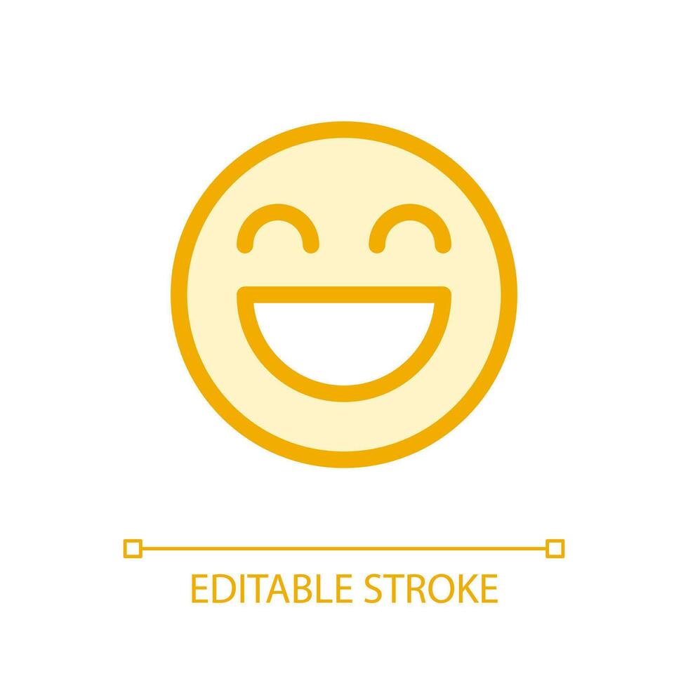 Laughing emoji pixel perfect glassmorphism ui icon. Positive mood. Color filled line element with transparency. Vector pictogram in glass morphism style. Editable stroke