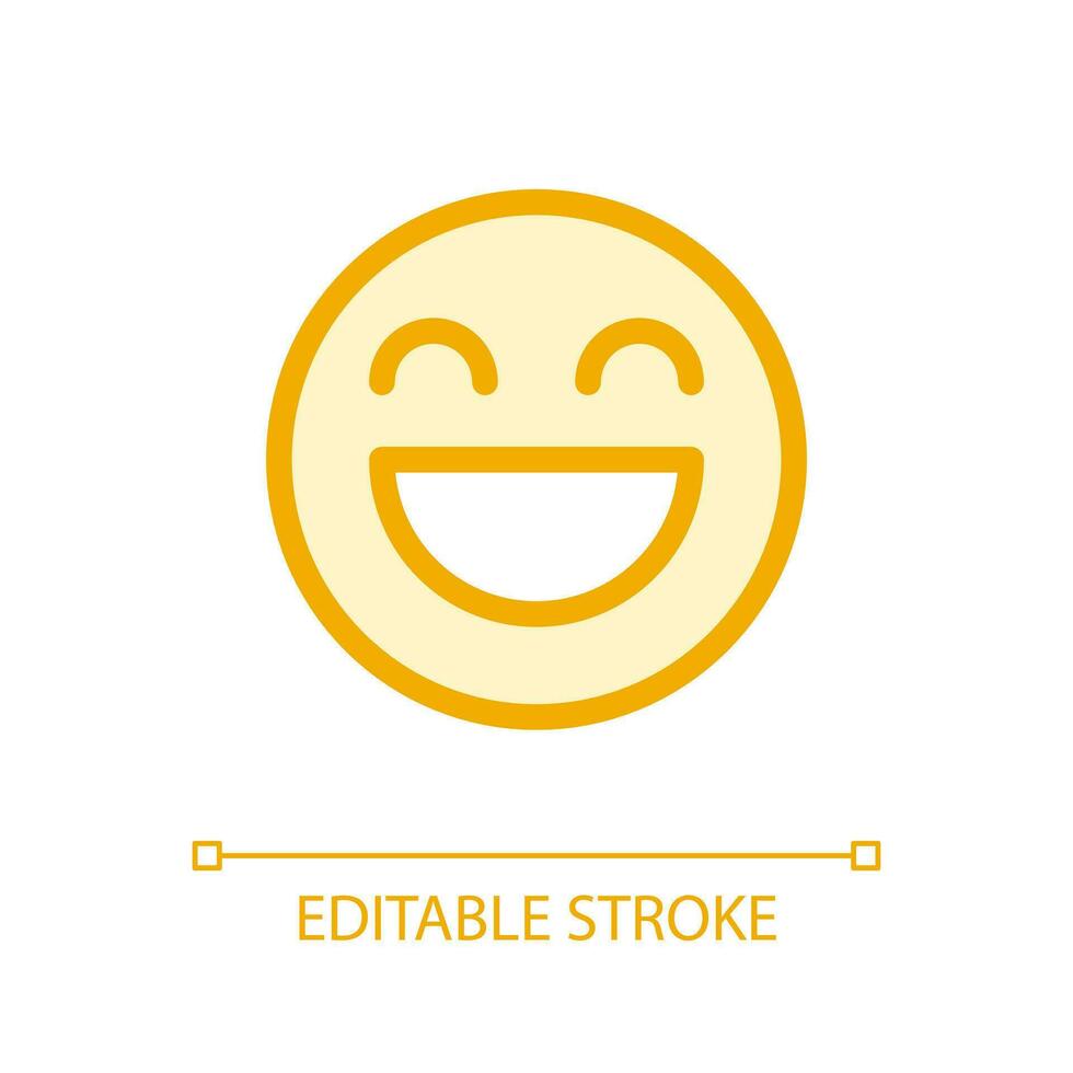 Laughing emoji pixel perfect glassmorphism ui icon. Positive mood. Color filled line element with transparency. Vector pictogram in glass morphism style. Editable stroke