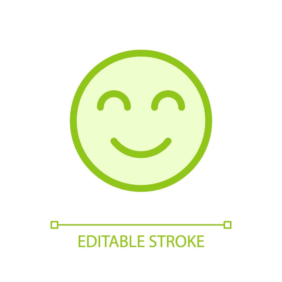 Contented emoji pixel perfect glassmorphism ui icon. Pleased and relaxed. Color filled line element with transparency. Vector pictogram in glass morphism style. Editable stroke