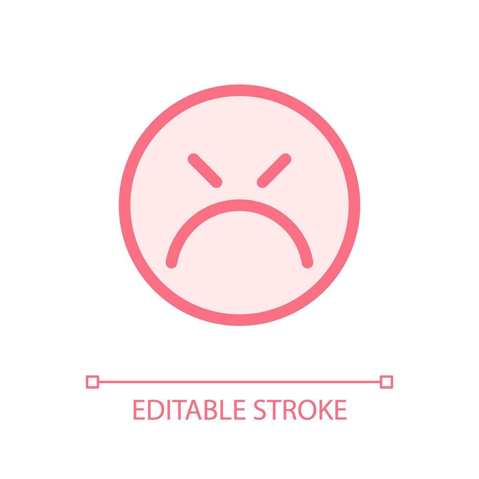 Mad emoticon pixel perfect glassmorphism ui icon. Negative feedback. Color filled line element with transparency. Vector pictogram in glass morphism style. Editable stroke